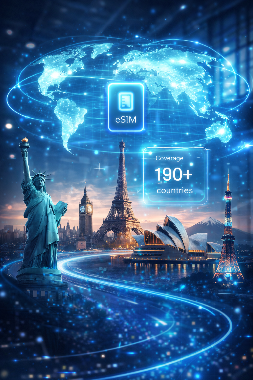 Global eSIM coverage across famous travel destinations